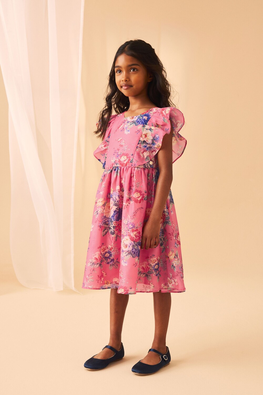 Романтичное платье из органзы розового цвета Laura Ashley, розовый — фото 3