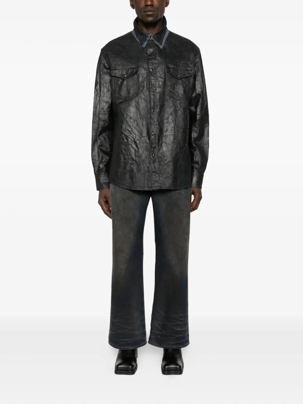 Хлопковая рубашка с двумя карманами MM6 Maison Margiela, синий — фото 2