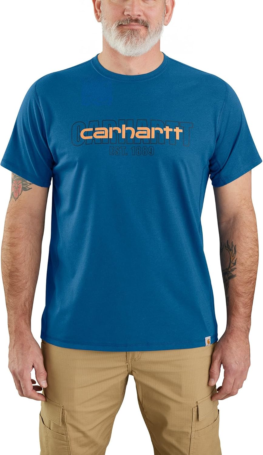 

Carhartt мужская футболка с логотипом, расслабленный крой, средний вес, короткий рукав, Light Huron Heather