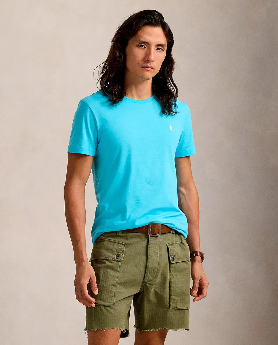 

Мужская хлопковая футболка с вышитым логотипом Polo Ralph Lauren, цвет Celeste
