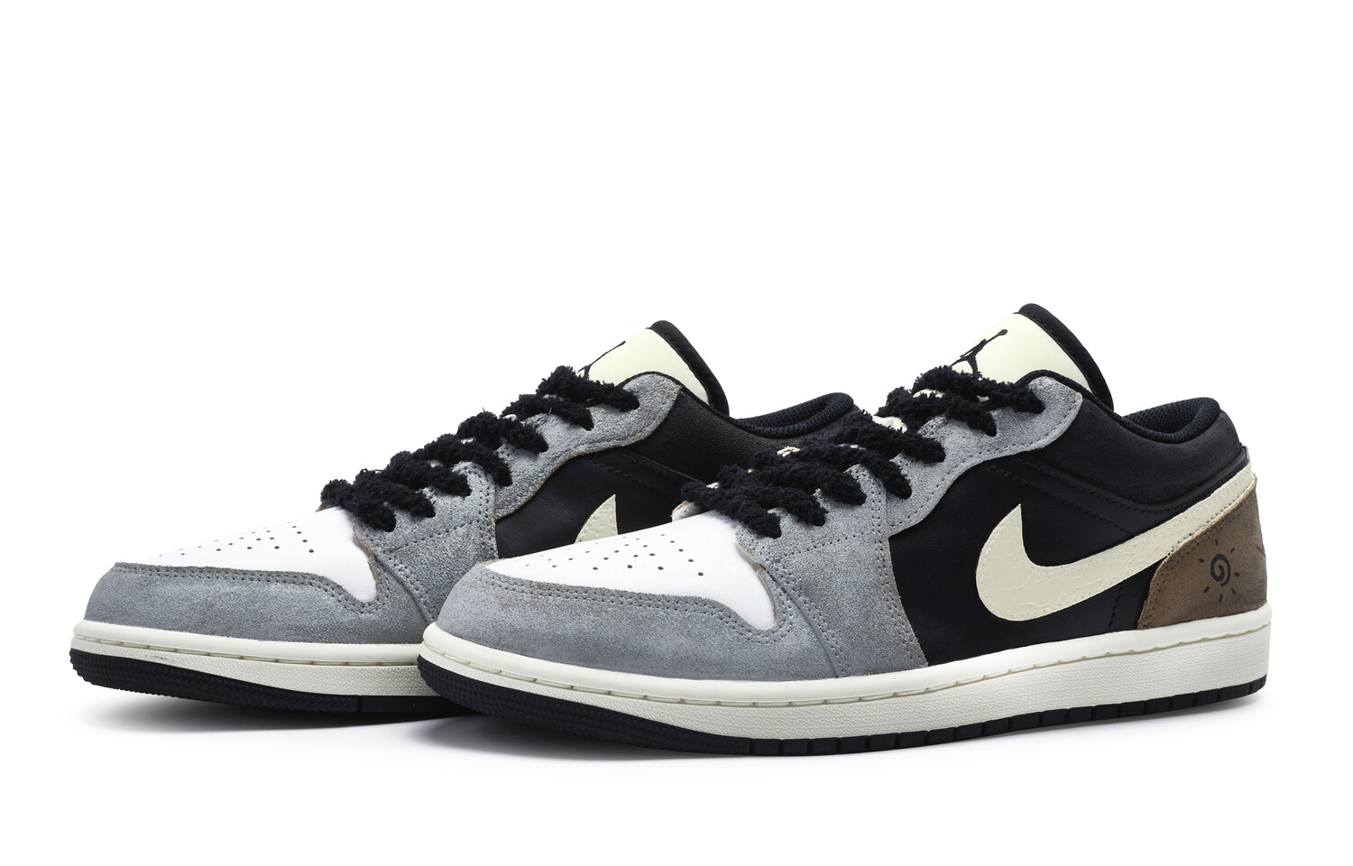 Jordan Air Jordan 1 винтажные баскетбольные кроссовки женские, Black, gray, brown, white — фото 4