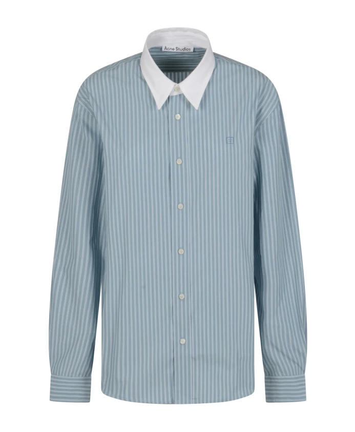 

Полосатая рубашка с планкой на пуговицах Acne Studios, синий