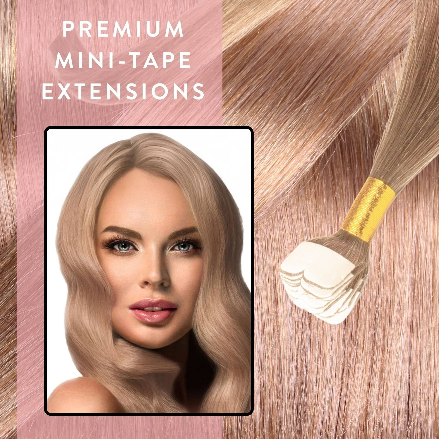Накладные волосы mini tape extensions premium echthaar #8/01 hellblond natur-asch Hair2Heart, 50cm, количество 12 шт. — фото 2