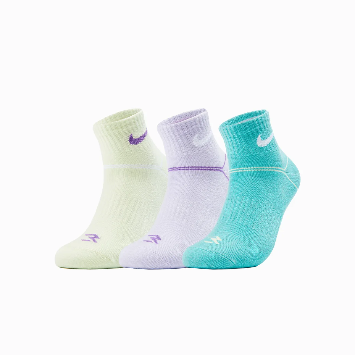 Носки 3Brand Ankle/Crew 3 пары для подростков Nike, сиреневый
