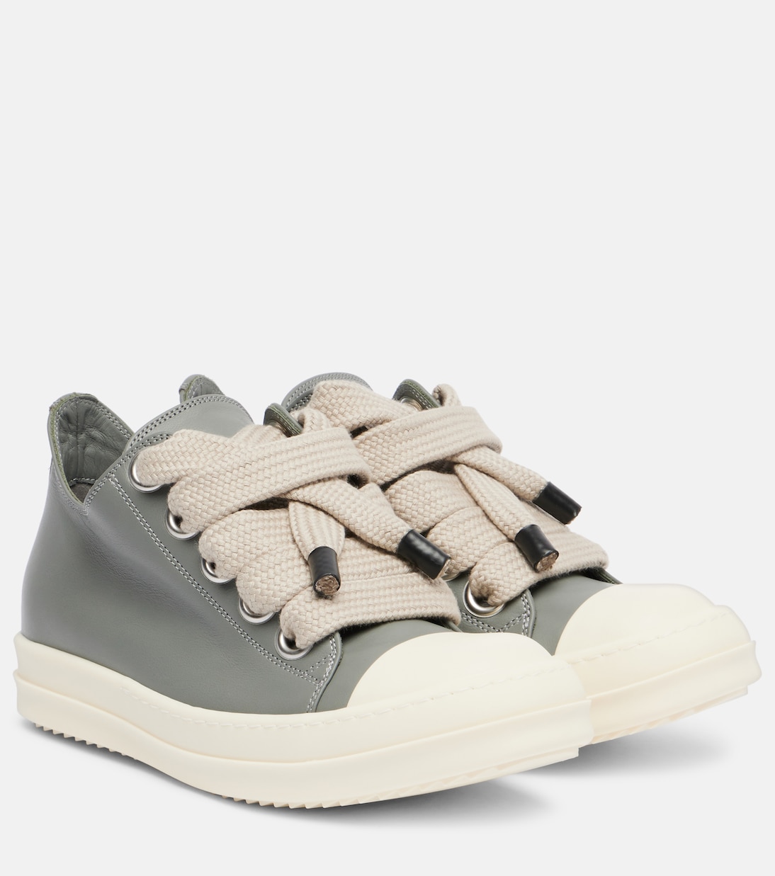 Кроссовки из кожи Jumbolace Rick Owens, Washed indigo/milk/milk
