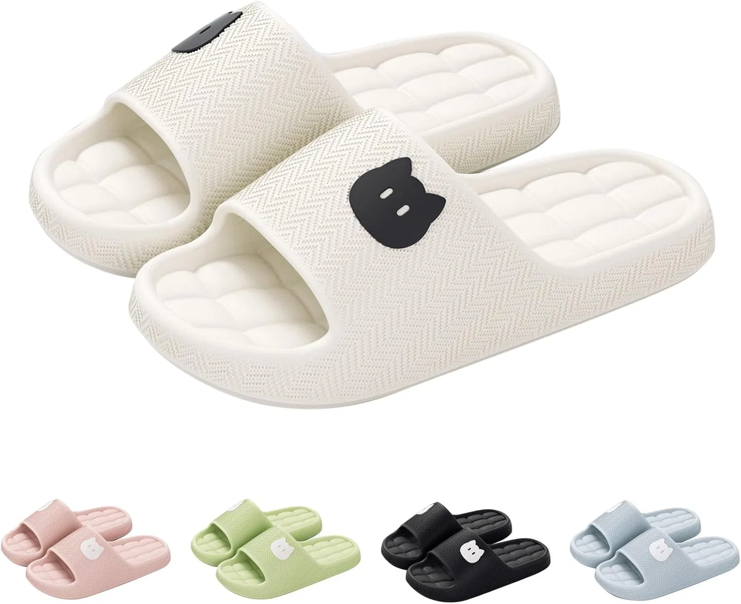 Badelatschen Damen Herren Badeschuhe Original Тапочки унисекс Schuhe Damen Sommer Hauslatschen Indoor Schlappen Leicht Hausschlappen Gemütlich Hausschuhe Bequem Тапочки Super Weich Badepantoletten 1 SLNLUYK, Weiß — фото 4
