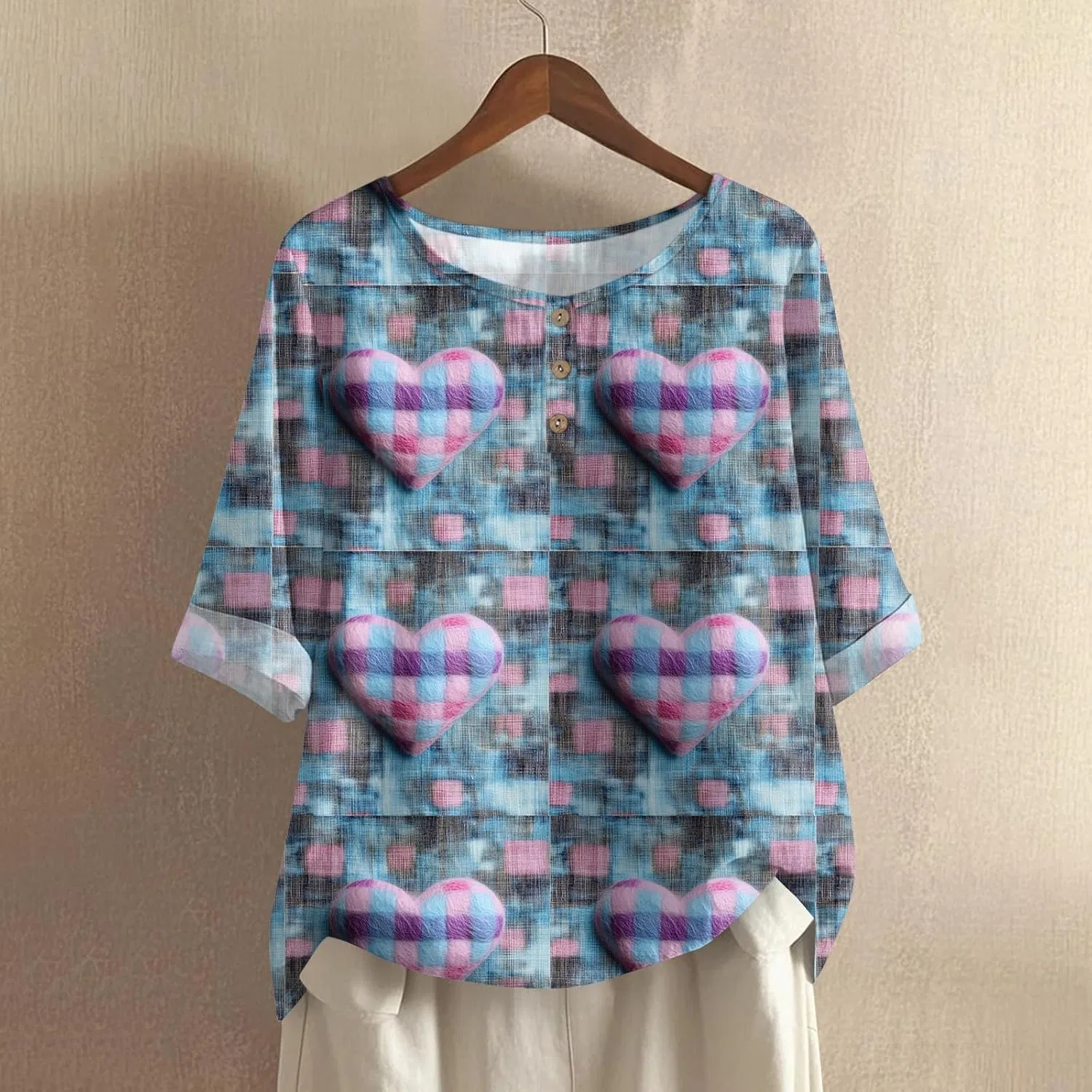 Футболка с круглым вырезом и коротким рукавом, Cotton Linen, мультиколор — фото 2