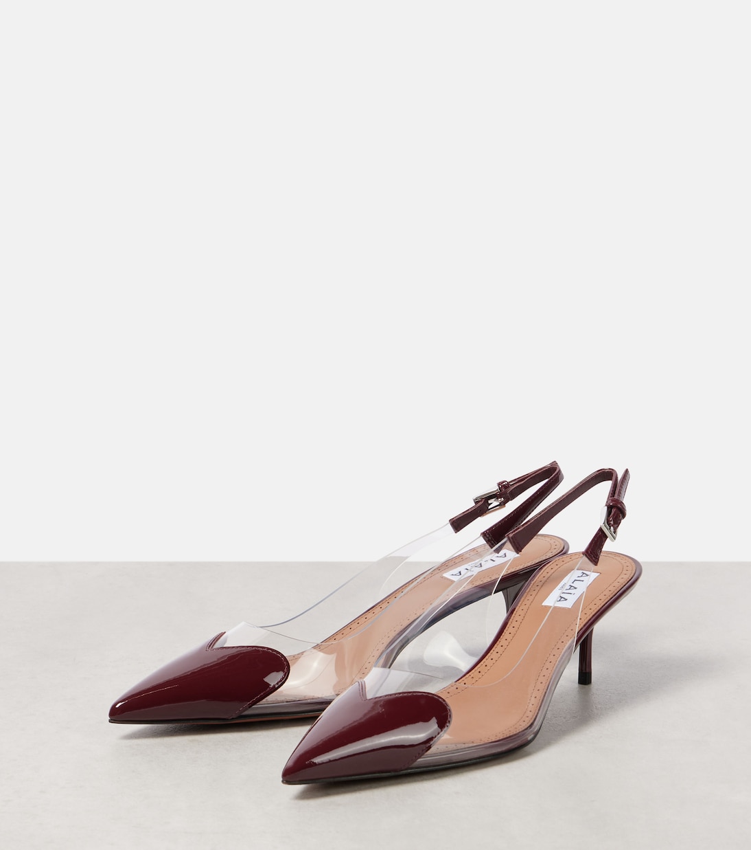 Кожаные туфли-лодочки Le Cœur с ремешком на пятке Alaïa, Rouge Grenat — фото 4