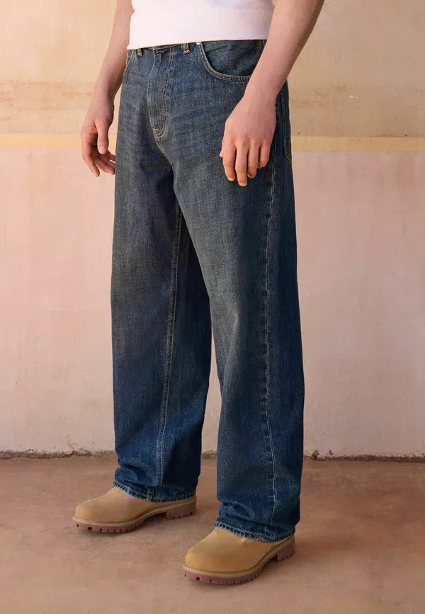 Джинсы свободного кроя Next, Baggy fit authentic washed jeans, темный винтажный синий — фото 3