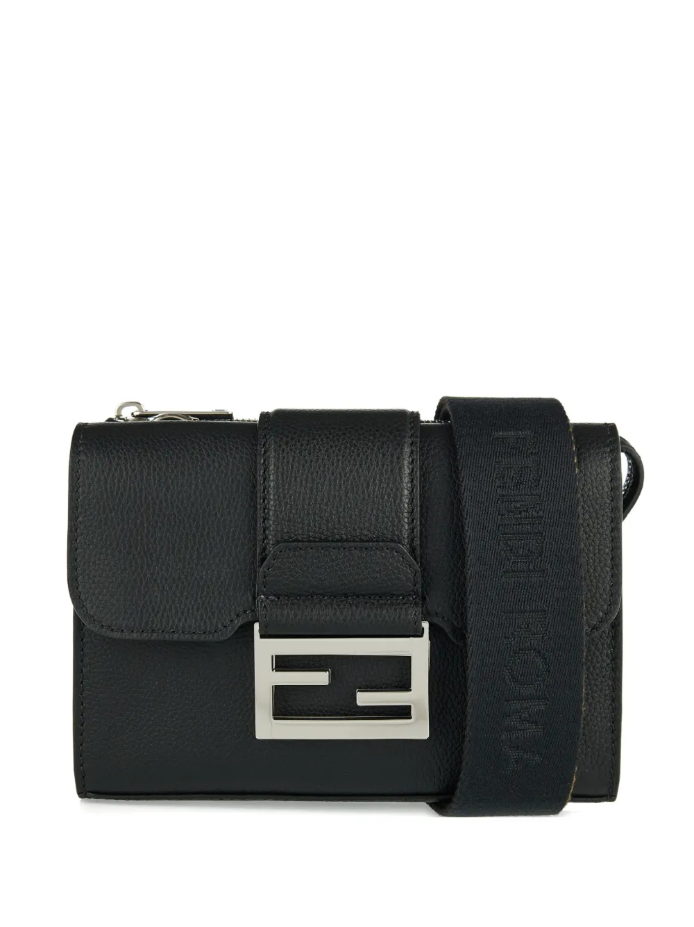 

Кожаная сумка через плечо Double Baguette FENDI, черный