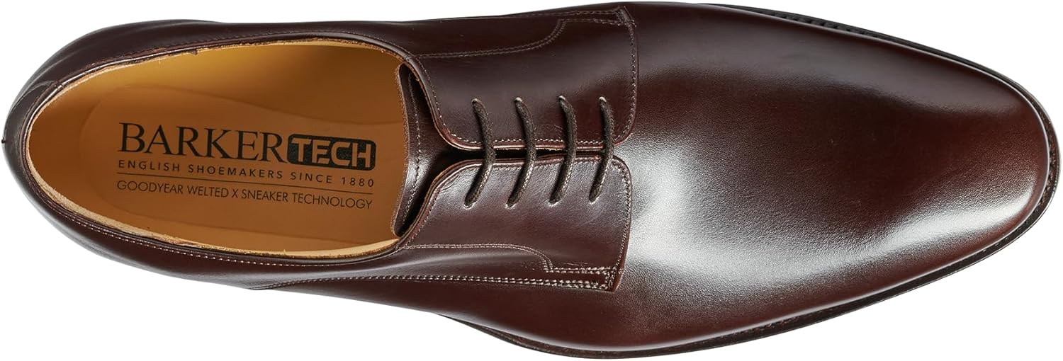 Мужские классические оксфорды из кожи ручной работы BARKER Ellon - Вечная элегантность и превосходное мастерство изготовления, для формальной и деловой одежды, Dark Walnut Calf — фото 3