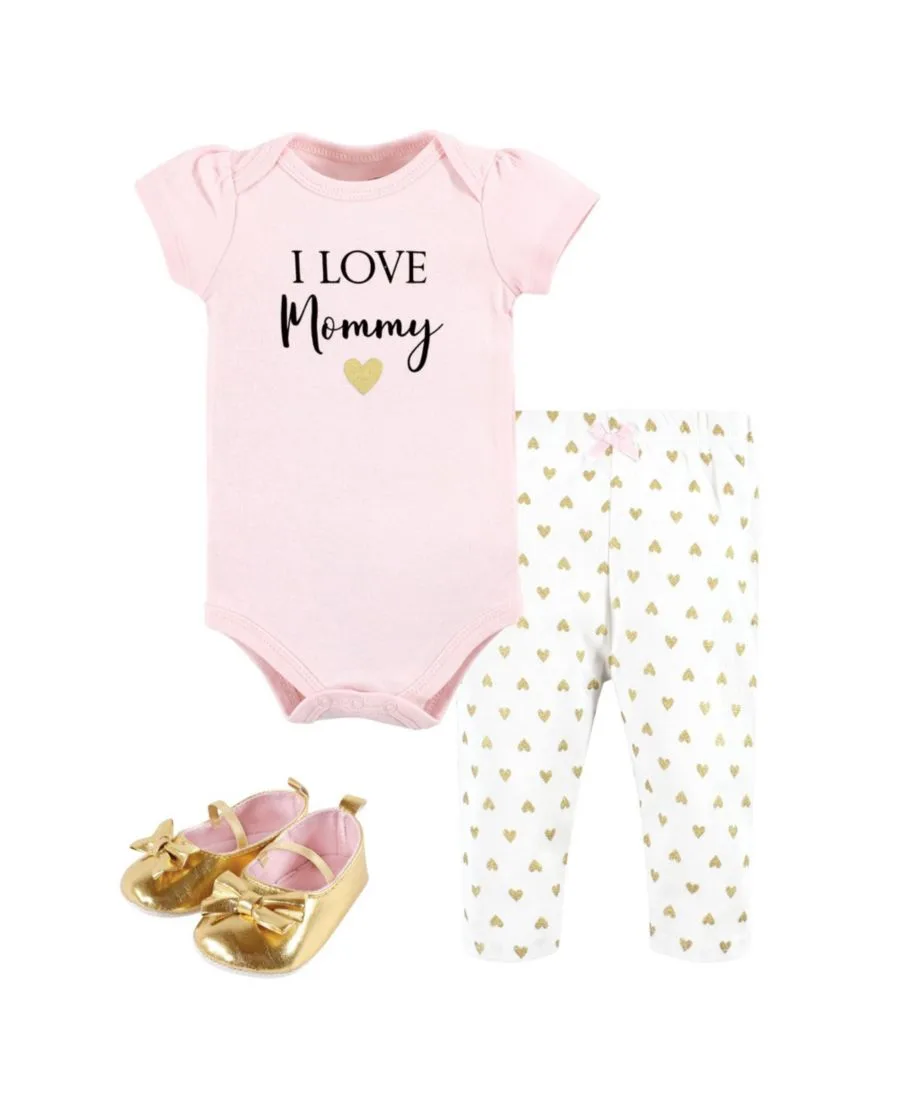 Хлопковый боди, брюки и комплект обуви Hudson Baby, Girl Mommy