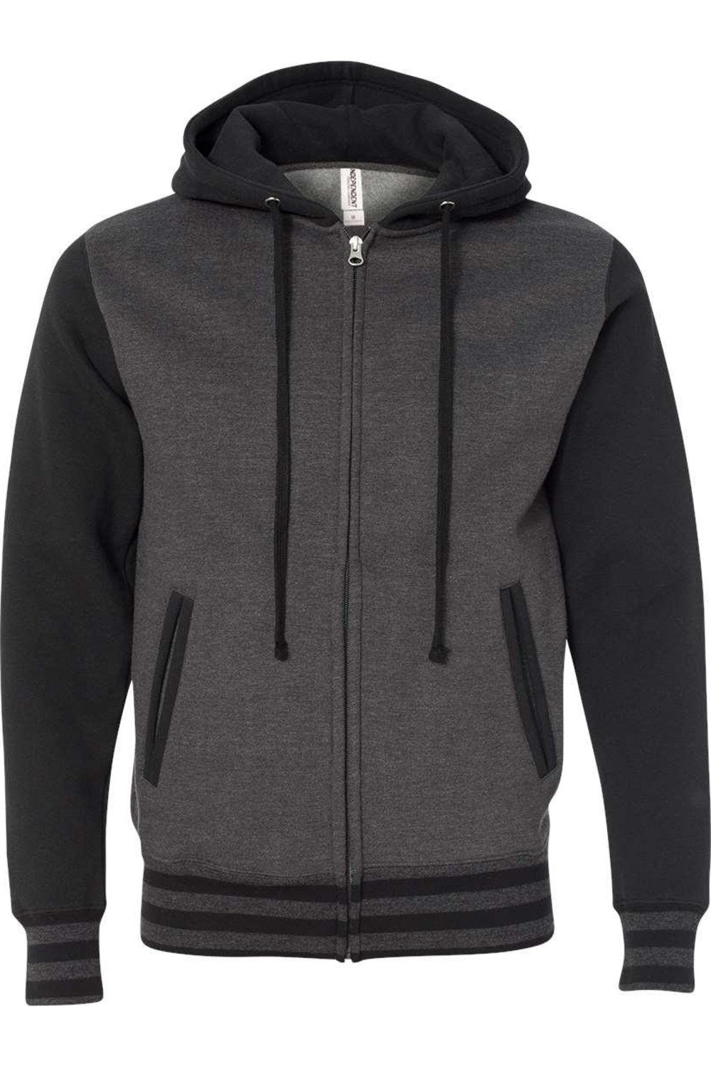 

Толстовка Independent Trading Co. Heavyweight Varsity с капюшоном и молнией, цвет charcoal heather/ black