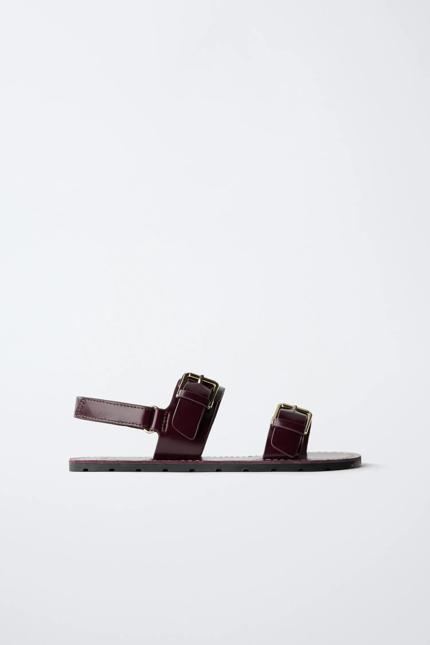 Кожаные сандалии с пряжками Zara, бордовый