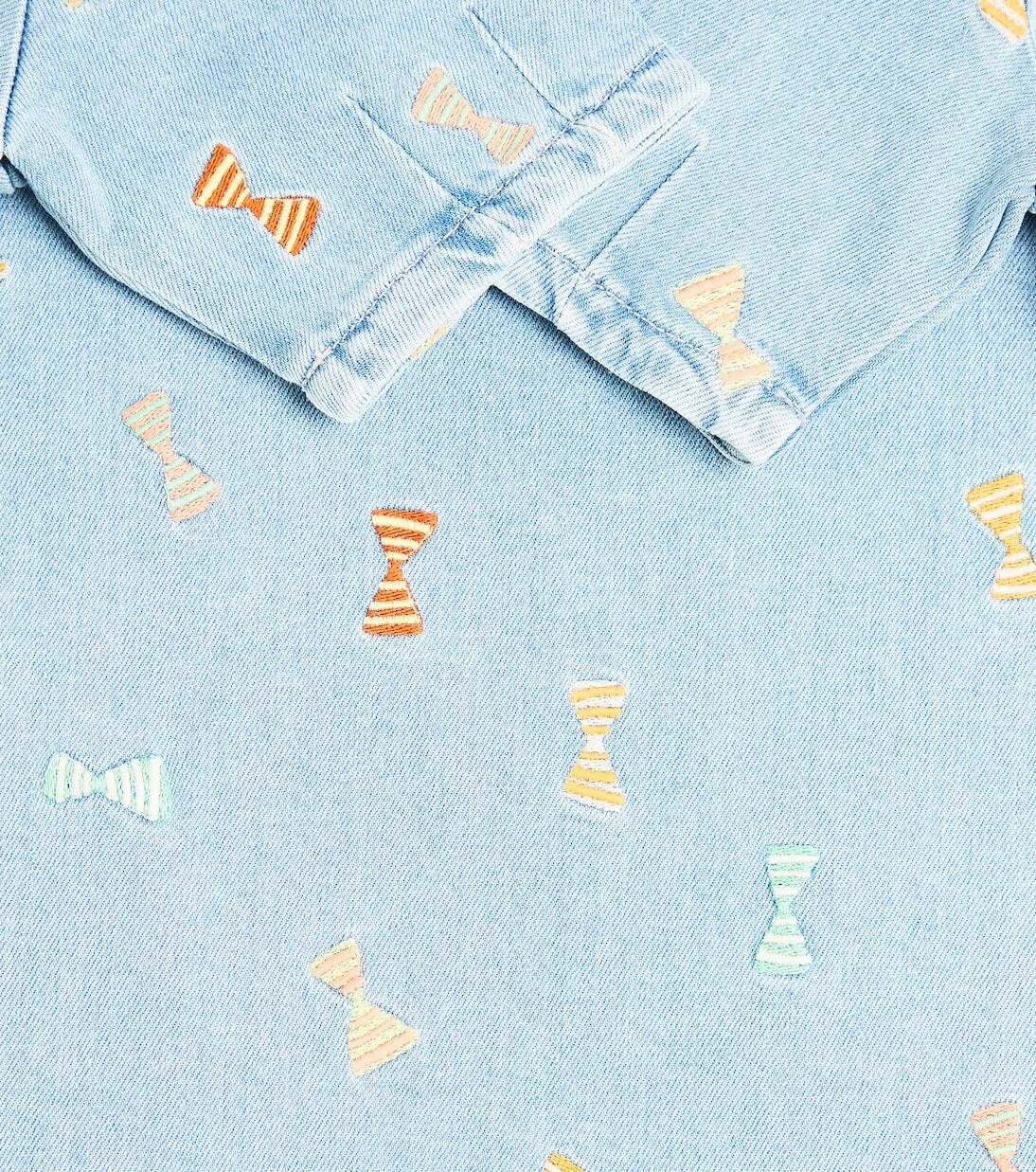 Платье из хлопкового джерси с принтом Stella McCartney Kids, Celeste/Embroidery — фото 3
