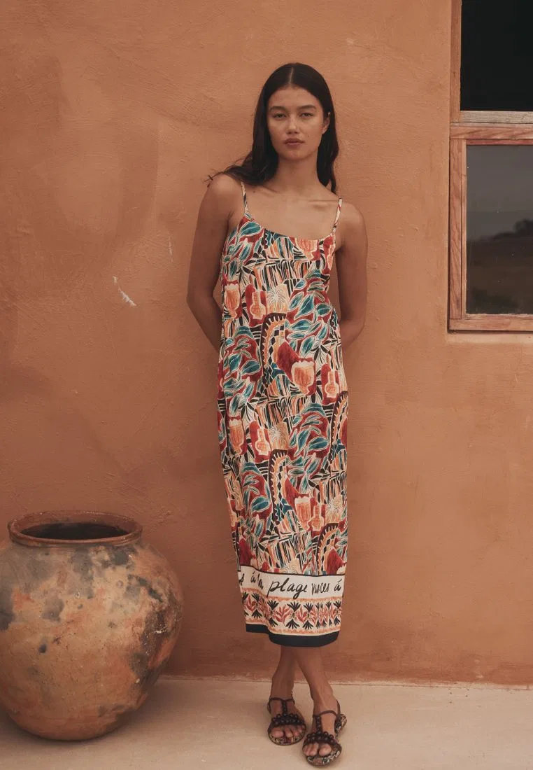 Летнее платье-миди, на бретелях, Summer Dress Next, красный
