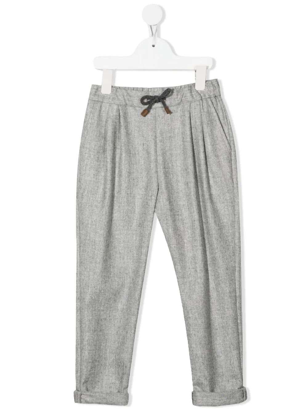 

Брюки из необработанной шерсти с кулиской Brunello Cucinelli Kids, серый