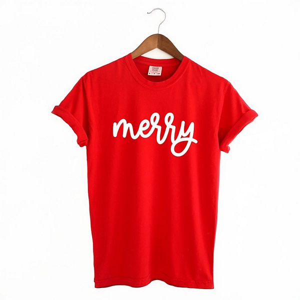 

Футболка Merry bold cursive garment dyed Simply Sage Market, Red, Зеленый, Футболка Merry bold cursive garment dyed Simply Sage Market, Red