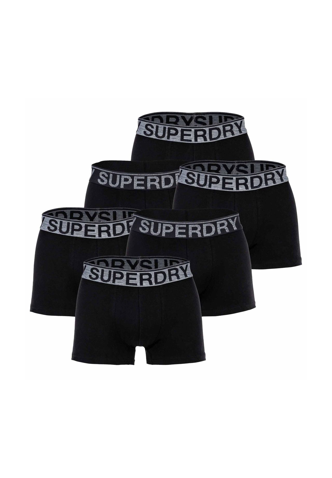 

Мужские шорты-боксеры, 6 шт. - TRUNK SIX PACK, пояс с логотипом, натуральный хлопок Superdry., черный