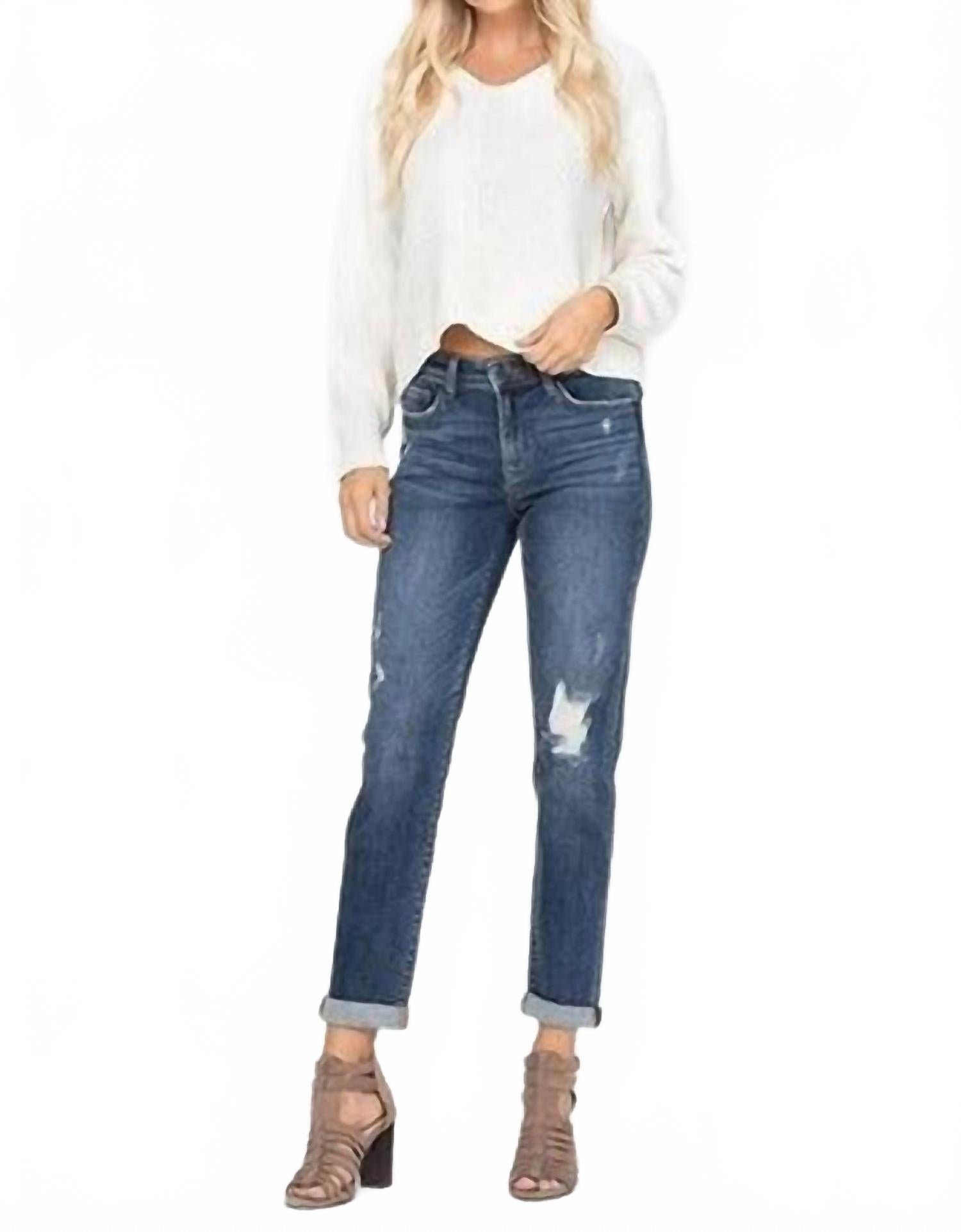 

Judy Blue Рваные джинсы-скинни со средней посадкой, синего цвета