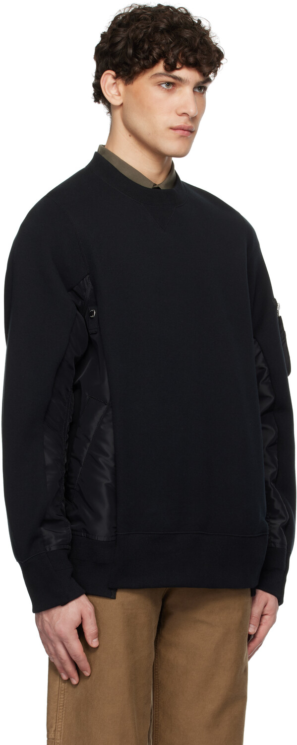 

Черный свитшот Sponge Sweat x Nylon Twill sacai, черный/черный
