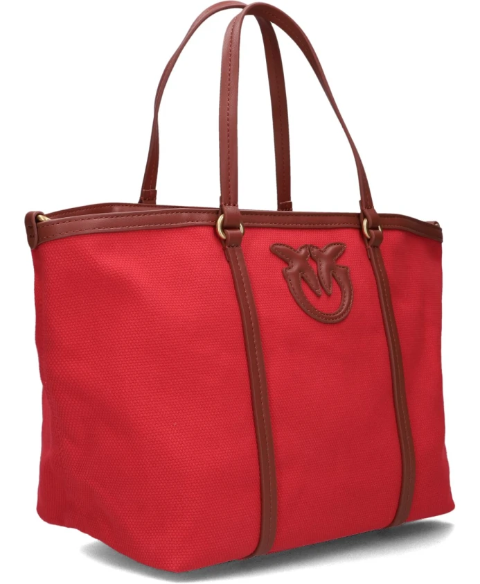 

Красная текстильная сумка-шоппер для весны и лета Pinko, красный