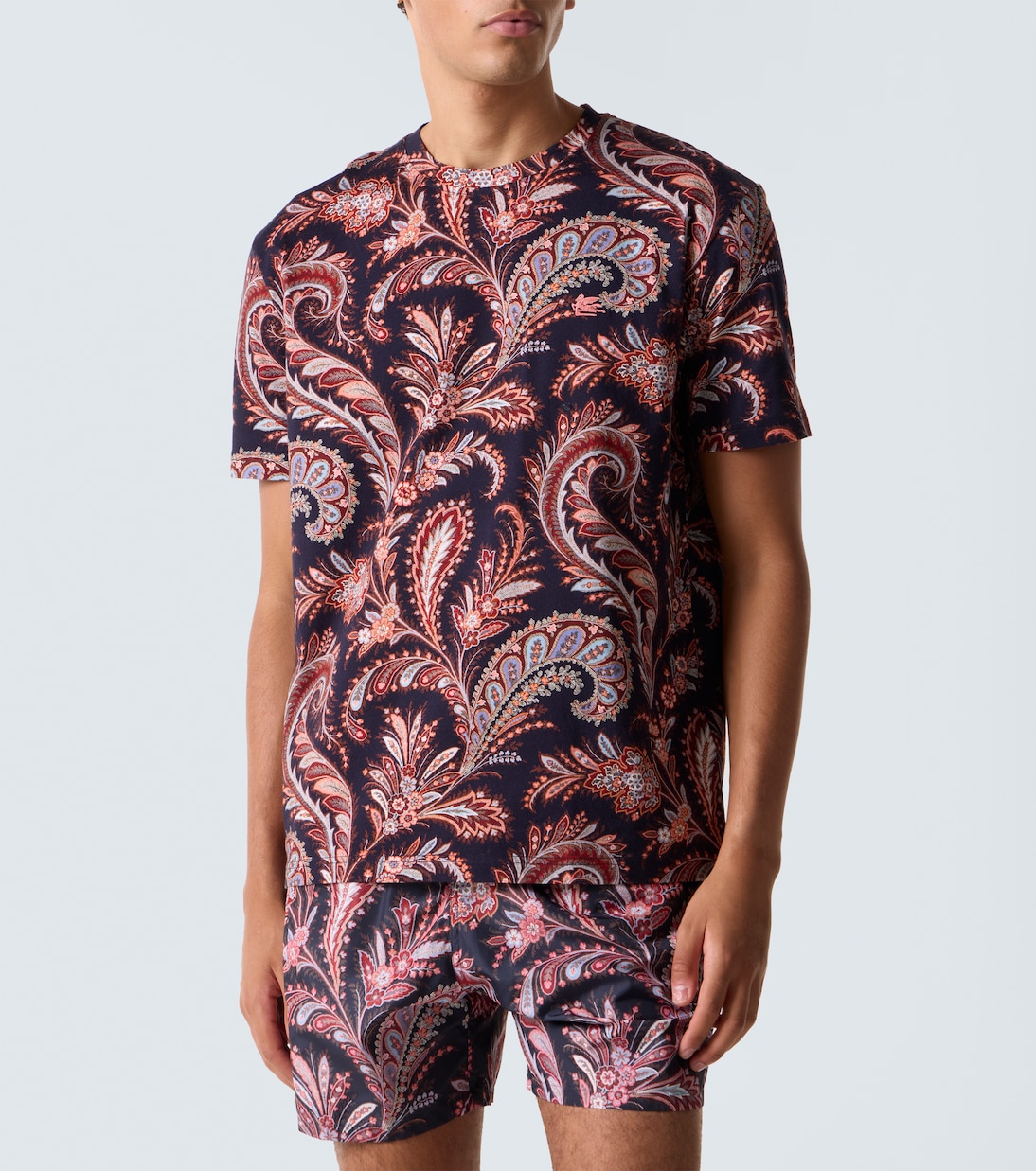 Футболка из хлопкового джерси с принтом пейсли Etro, Print on Blue Base — фото 3