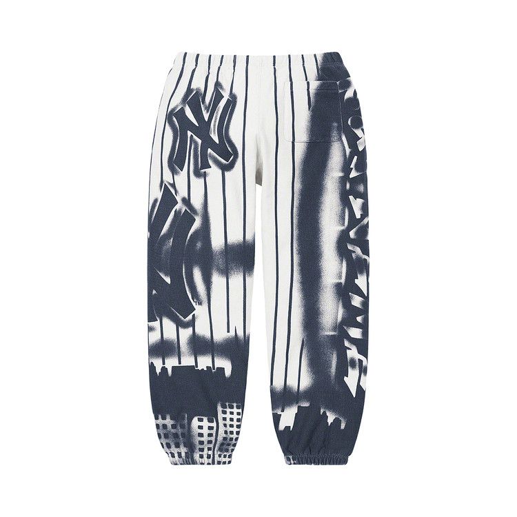 Спортивные брюки Supreme x New York Yankees Airbrush Sweatpant, White — фото 2