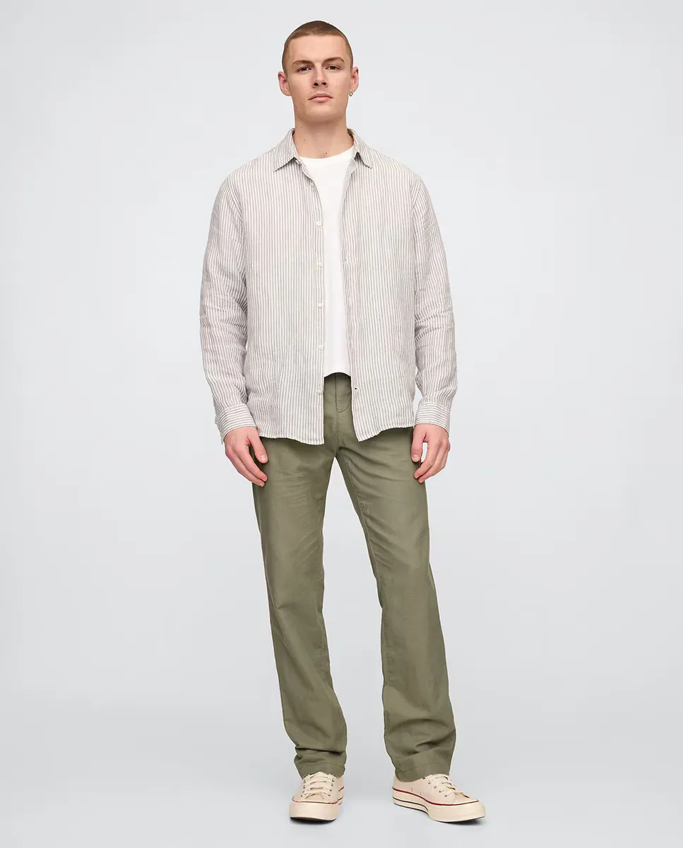 

Мужские хлопковые брюки чинос с добавлением льна Gap, зеленый