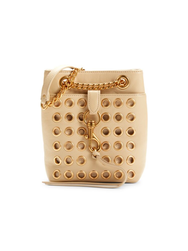 

Кожаная сумка через плечо Mini Edie с заклепками Rebecca Minkoff, цвет Latte