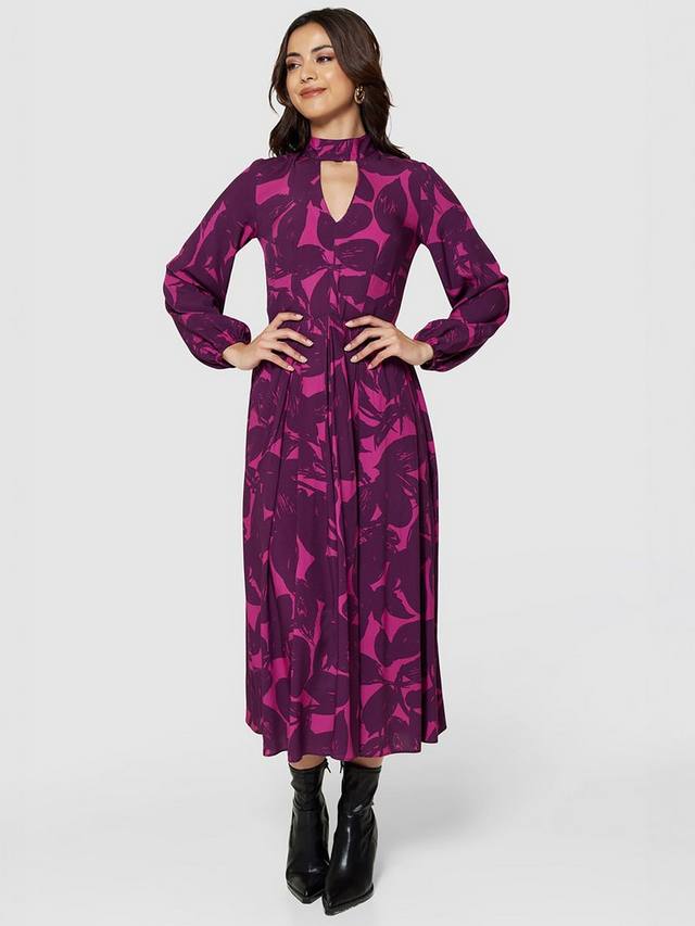 

Платье миди с принтом листьев Closet London, цвет Magenta
