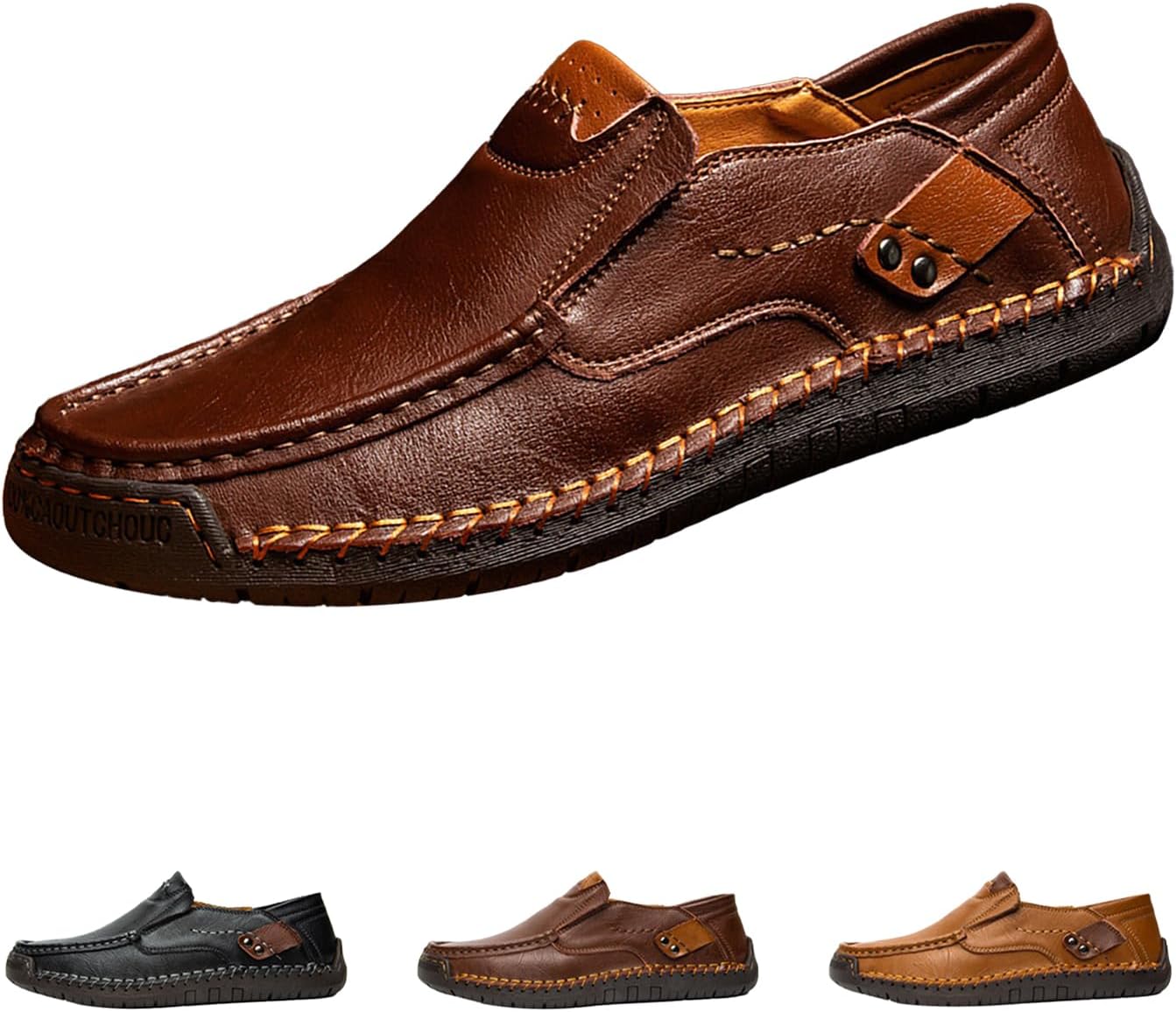 

Мужские кожаные туфли и прогулок, винтажные легкие удобные слипоны, плоские мокасины, оксфорды, повседневные лодочные лоферы Hneowgn, коричневый