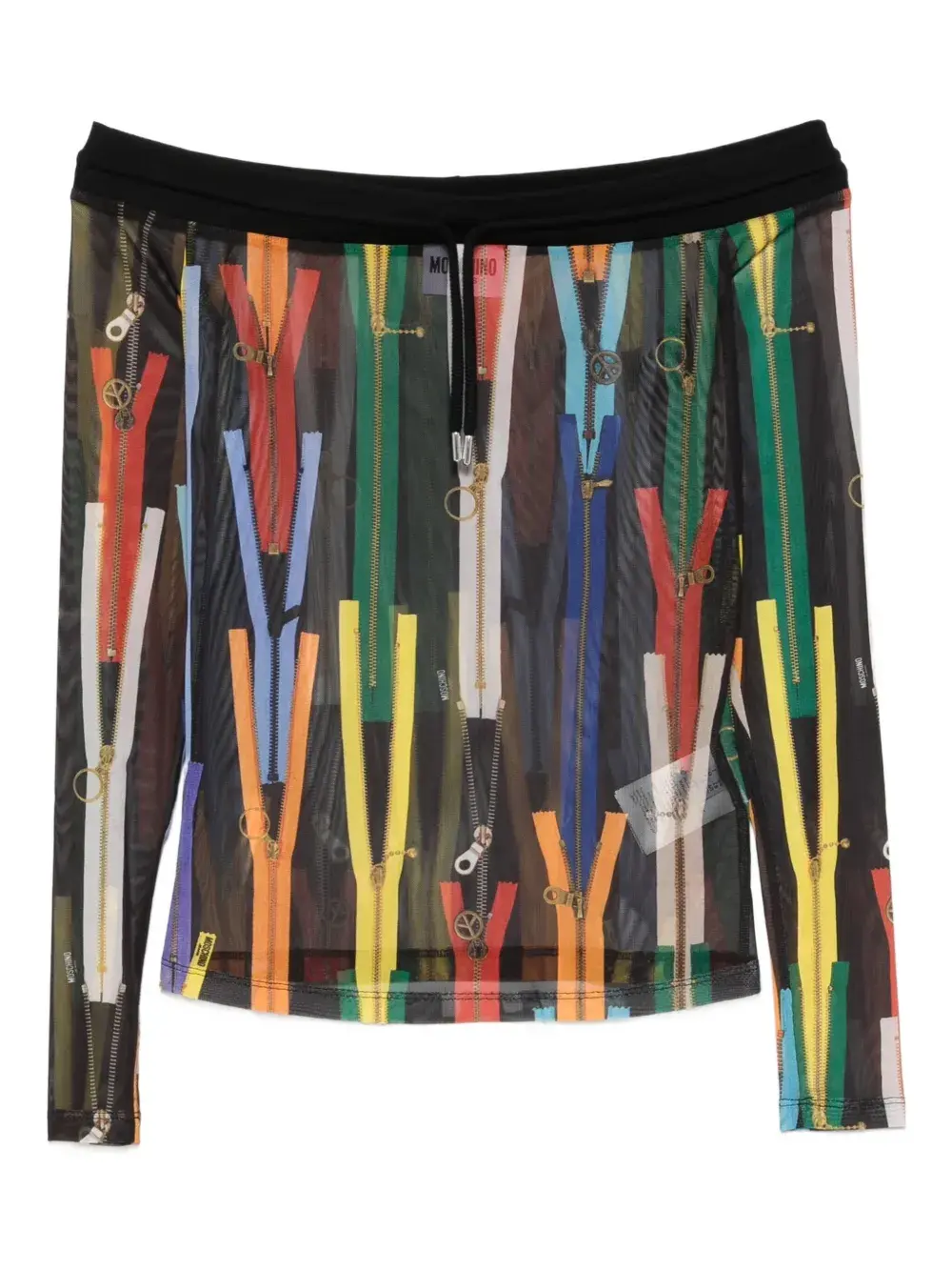 

Блузка с открытыми плечами и принтом-молнией Moschino Jeans, разноцветный