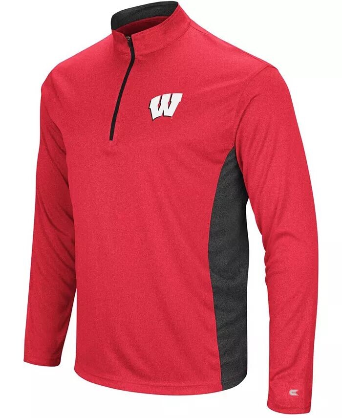 

Мужская красно-черная куртка Wisconsin Badgers Audible Windshirt с молнией в четверть Colosseum