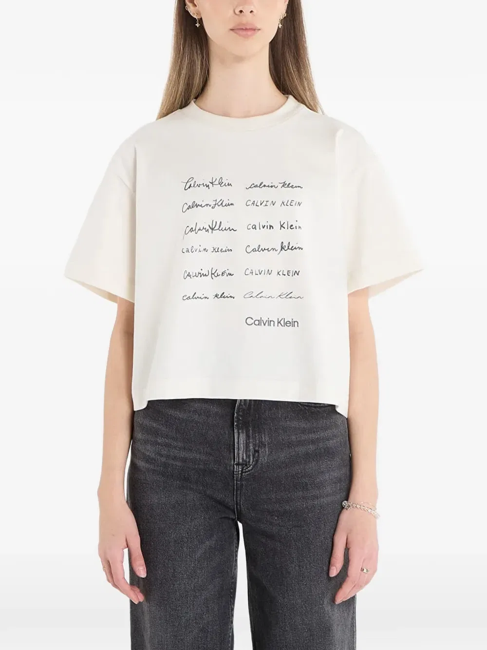 Укороченный топ с логотипом Calvin Klein, нейтральный