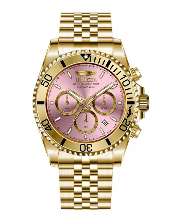 

Мужские кварцевые часы-хронограф Pro Diver 49836 с розовым циферблатом Invicta, gold