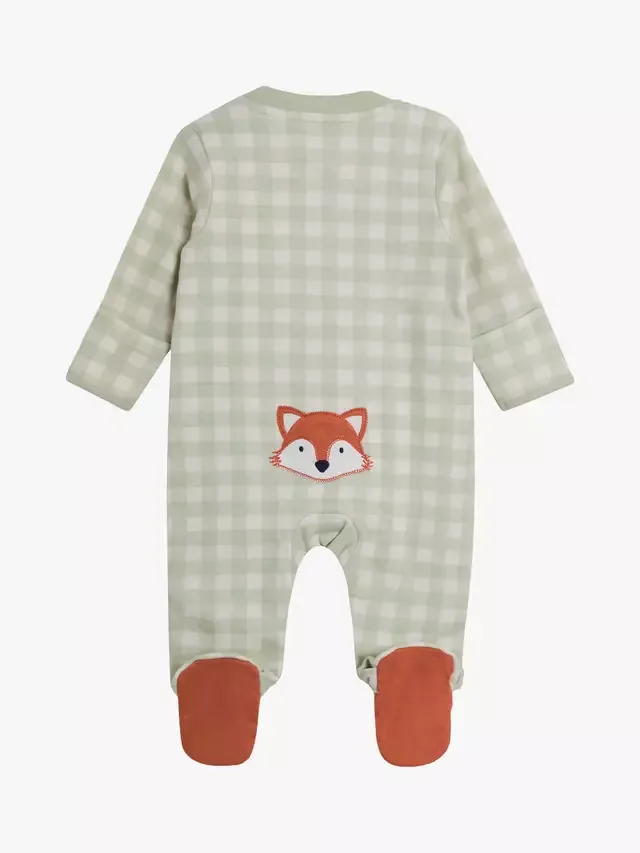Детский комбинезончик для сна Baby Fox с аппликацией, застежкой-молнией и закрытыми ножками, зеленый JoJo Maman Bébé — фото 3