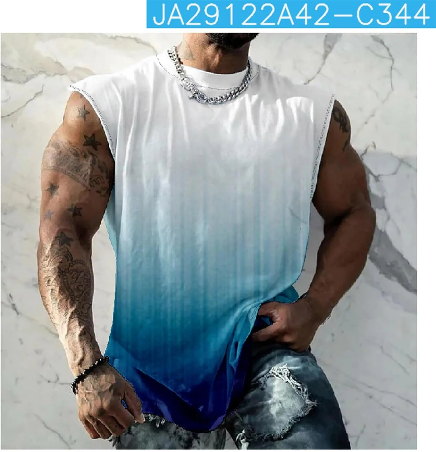Футболка-майка для мужчин Muscle Sleeveless, летняя, градиентная — фото 2