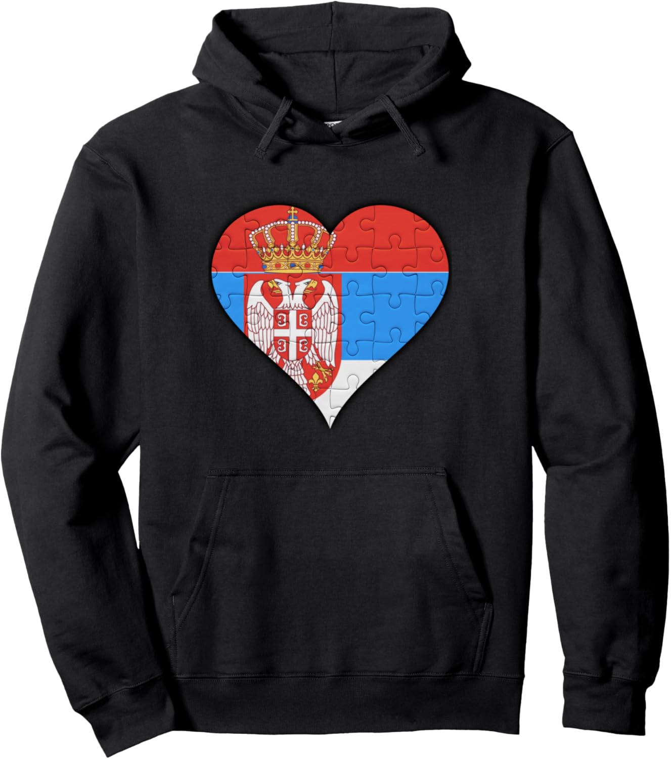

Худи с изображением флага Сервии и сердца Serbian Flag Heart Design, черный