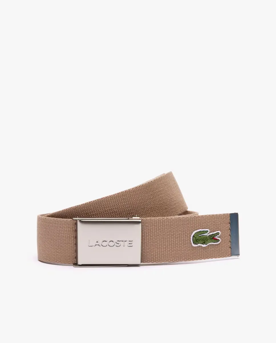 

Текстильный ремень MadeinFrance с гравированной пряжкой Lacoste, белый