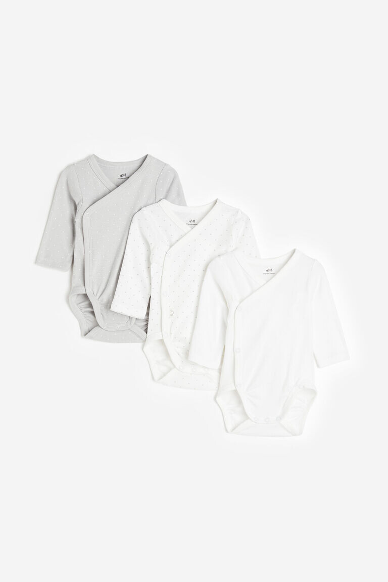 

Три пары боди с длинными рукавами H&M, белый