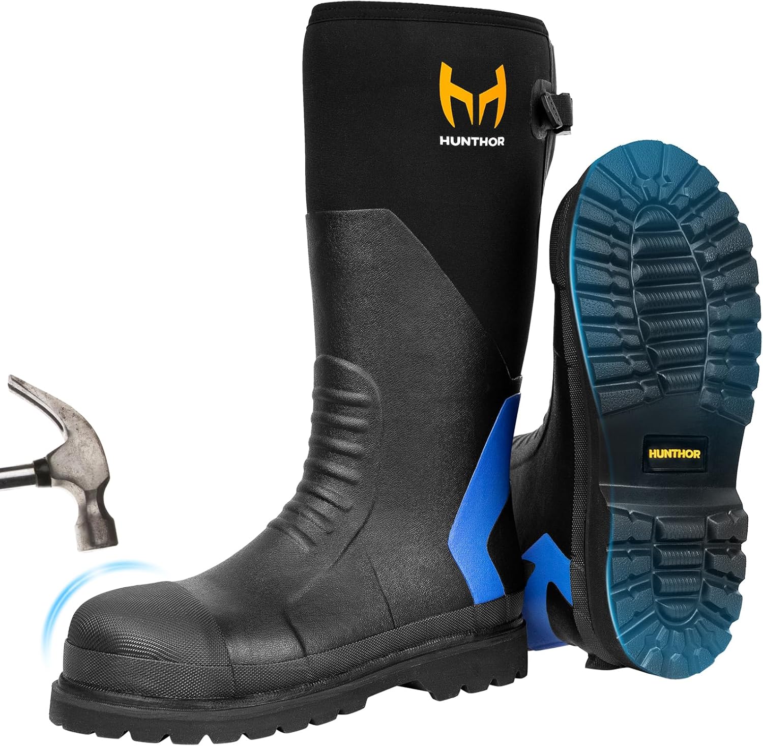 

Резиновые сапоги с металлическим носком для охоты и работы Hunthor, синий