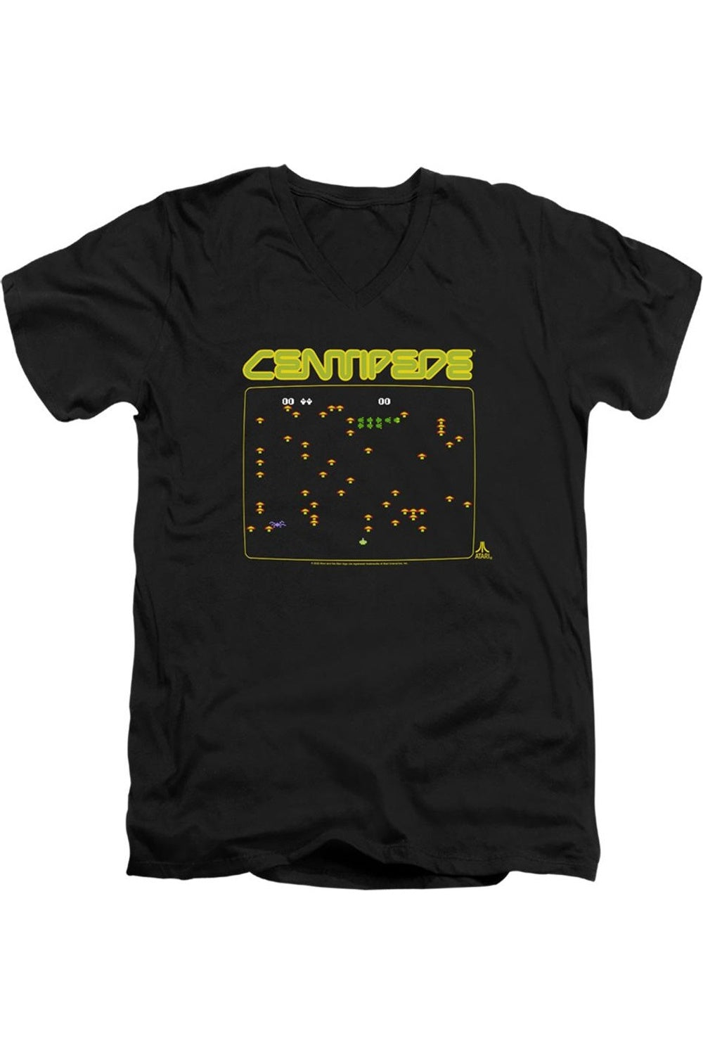 

Футболка Atari Centipede Screen с коротким рукавом и V-образным вырезом для взрослых из хлопка премиум-класса Gildan, черный