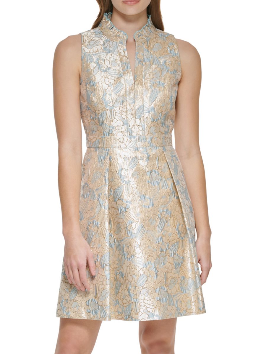 

Платье-клеш из жаккарда Vince Camuto, цвет Blue Beige