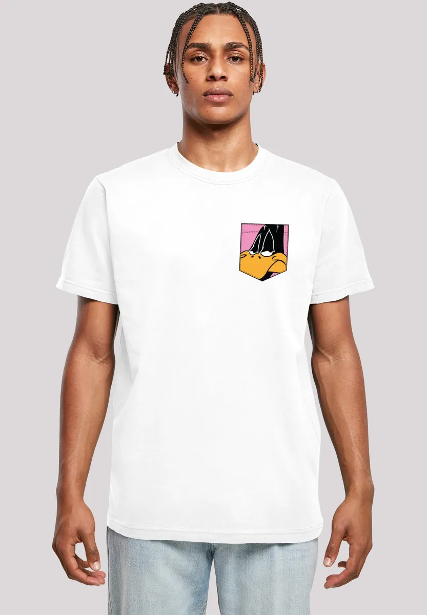

Футболка F4NT4STIC "Looney Tunes Daffy Duck Faux Pocket", принт, белый