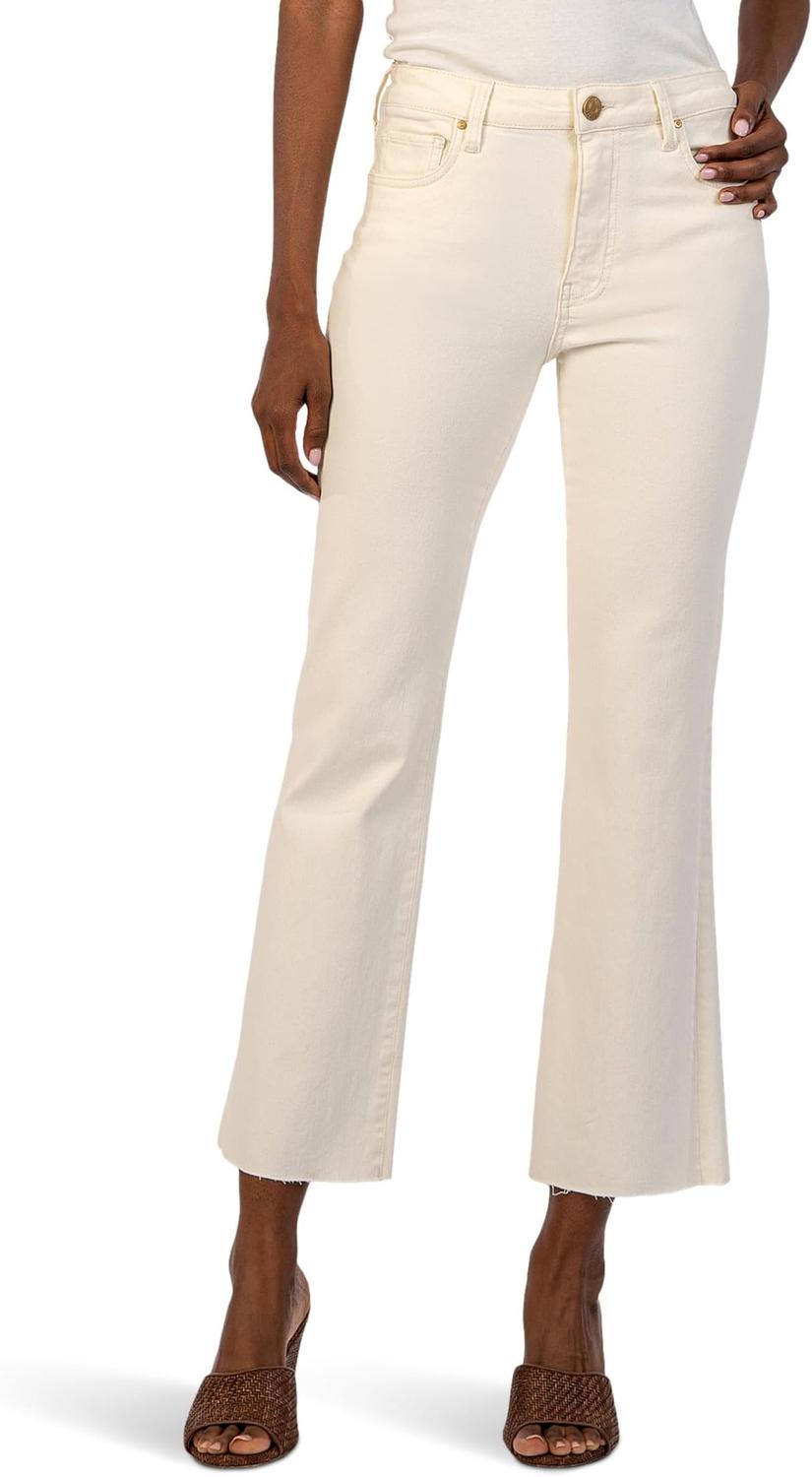 

Джинсы KUT from the Kloth Petite Kelsey High-Rise Ankle Flare with Raw Hem in Ecru, Ecru