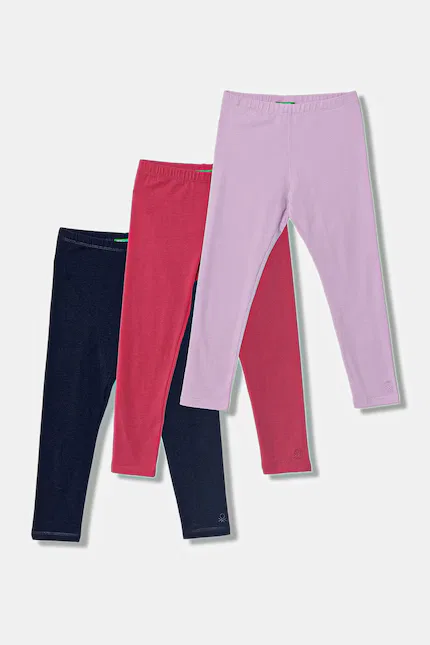 Леггинсы 3 шт из эластичного хлопка United Colors of Benetton, мультиколор