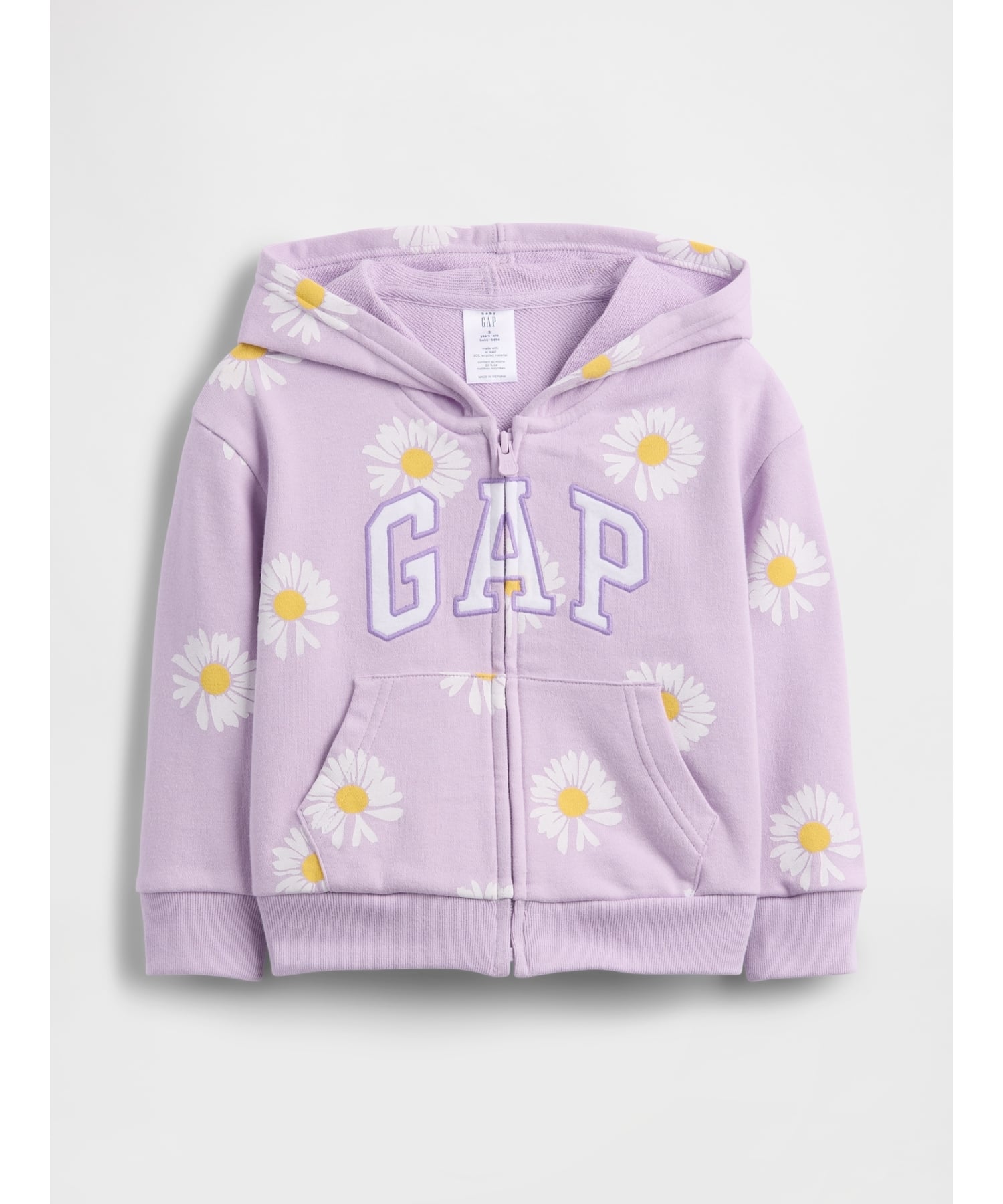 (K)babyGap Свободный крой, логотип GAP, махровая ткань, толстовка на молнии, NOSTALGIC LAVENDER