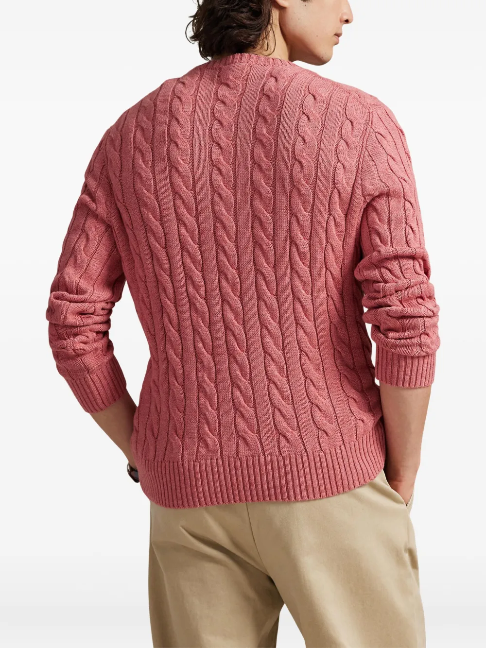 Свитер фактурной вязки Polo Ralph Lauren, розовый — фото 4