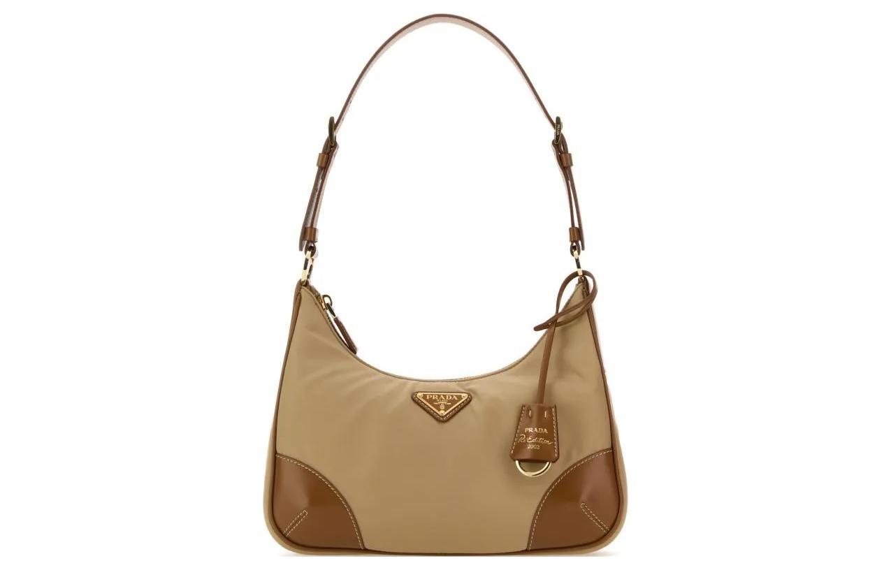 

PRADA Сумка через плечо из переработанного нейлона, женская camel